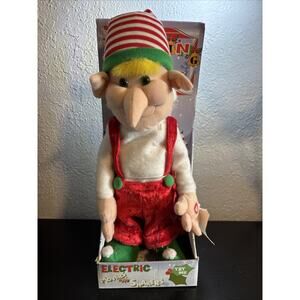 15" Jinglin Jollies Animated Elf Moves Sings Santa Coming To Town